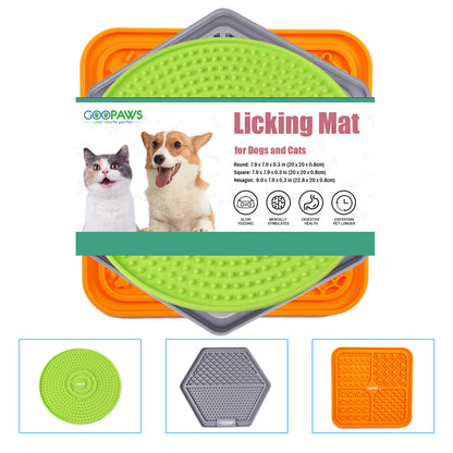 Goopaws 3-Pack Calming Licking Mat for Dogs & Cats | Strong Suction Slow Feeder | Anxiety Relief & Boredom Buster (BPA-Free Silicone)