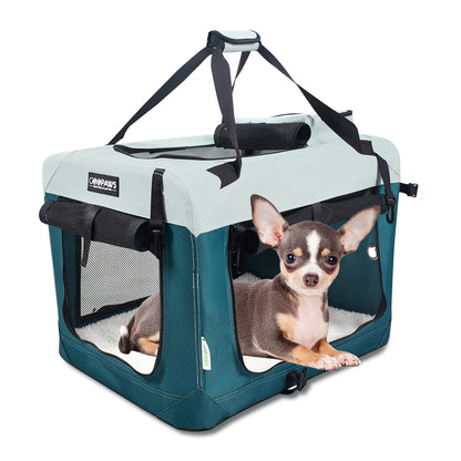 Jespet GooPaws Portable Soft Pet Crate | 3-Door Folding Travel Kennel for Dogs & Cats | Indoor/Outdoor & Car Ready