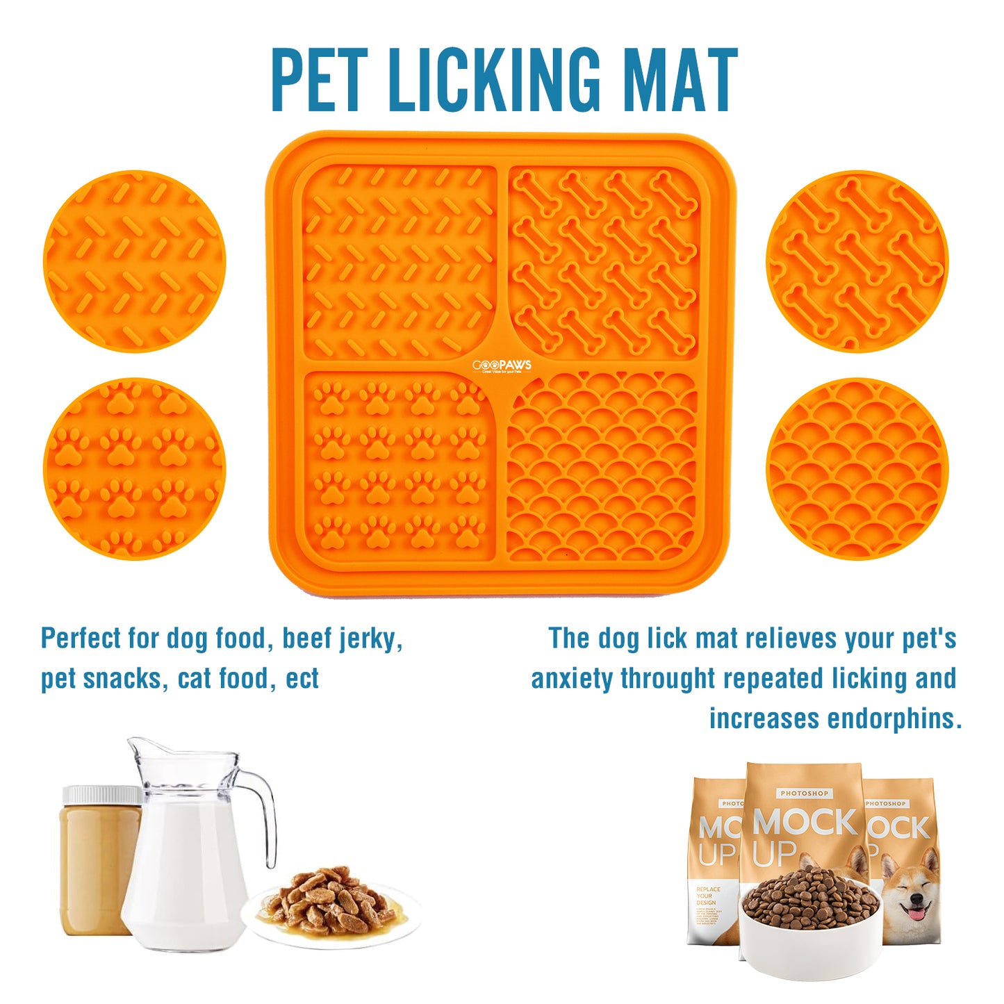 Goopaws 3-Pack Calming Licking Mat for Dogs & Cats | Strong Suction Slow Feeder | Anxiety Relief & Boredom Buster (BPA-Free Silicone)