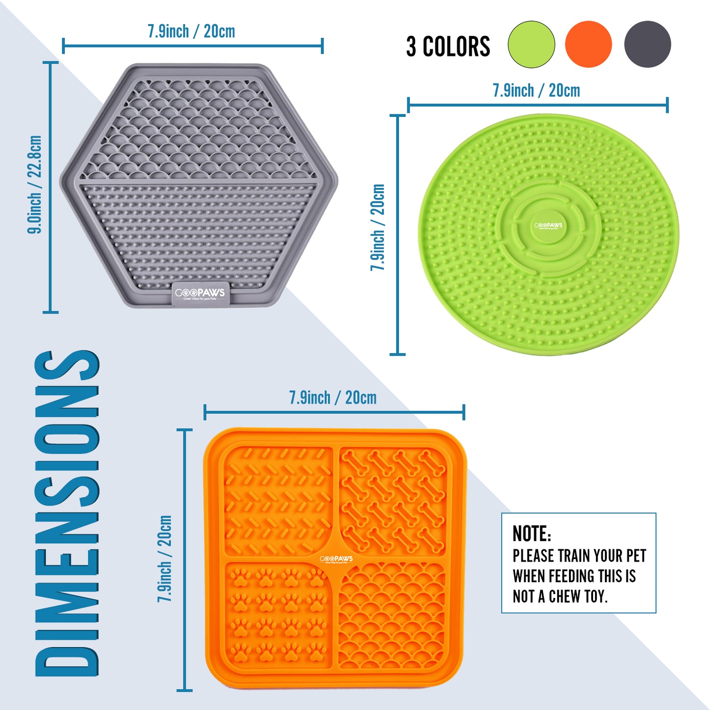 Goopaws 3-Pack Calming Licking Mat for Dogs & Cats | Strong Suction Slow Feeder | Anxiety Relief & Boredom Buster (BPA-Free Silicone)