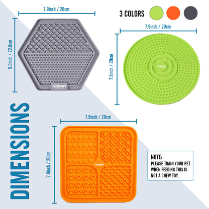 Goopaws 3-Pack Calming Licking Mat for Dogs & Cats | Strong Suction Slow Feeder | Anxiety Relief & Boredom Buster (BPA-Free Silicone)