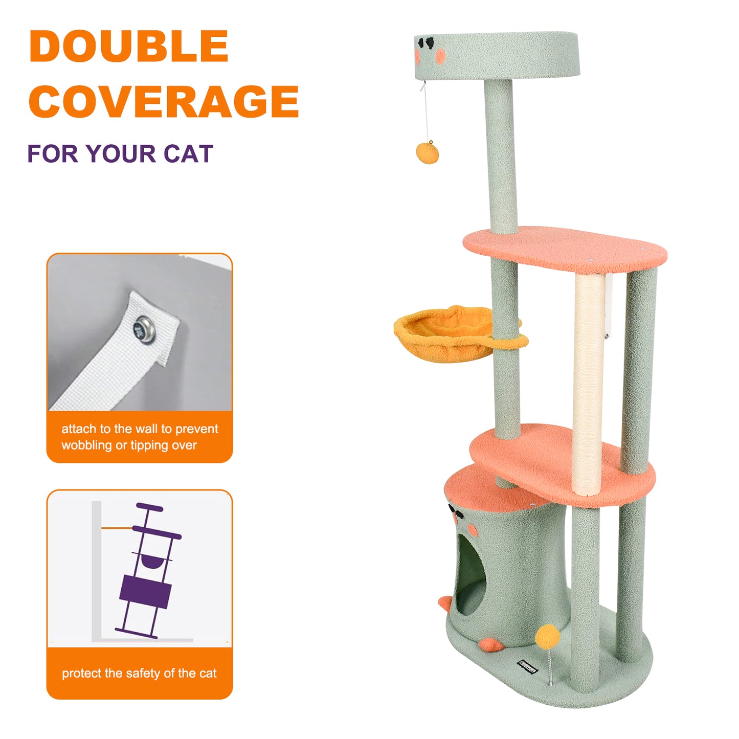 34" Sage Green Cat Tree Tower with Condo & Plush Perch | Nature-Inspired Cat Furniture for Indoor Cats - Catpick
