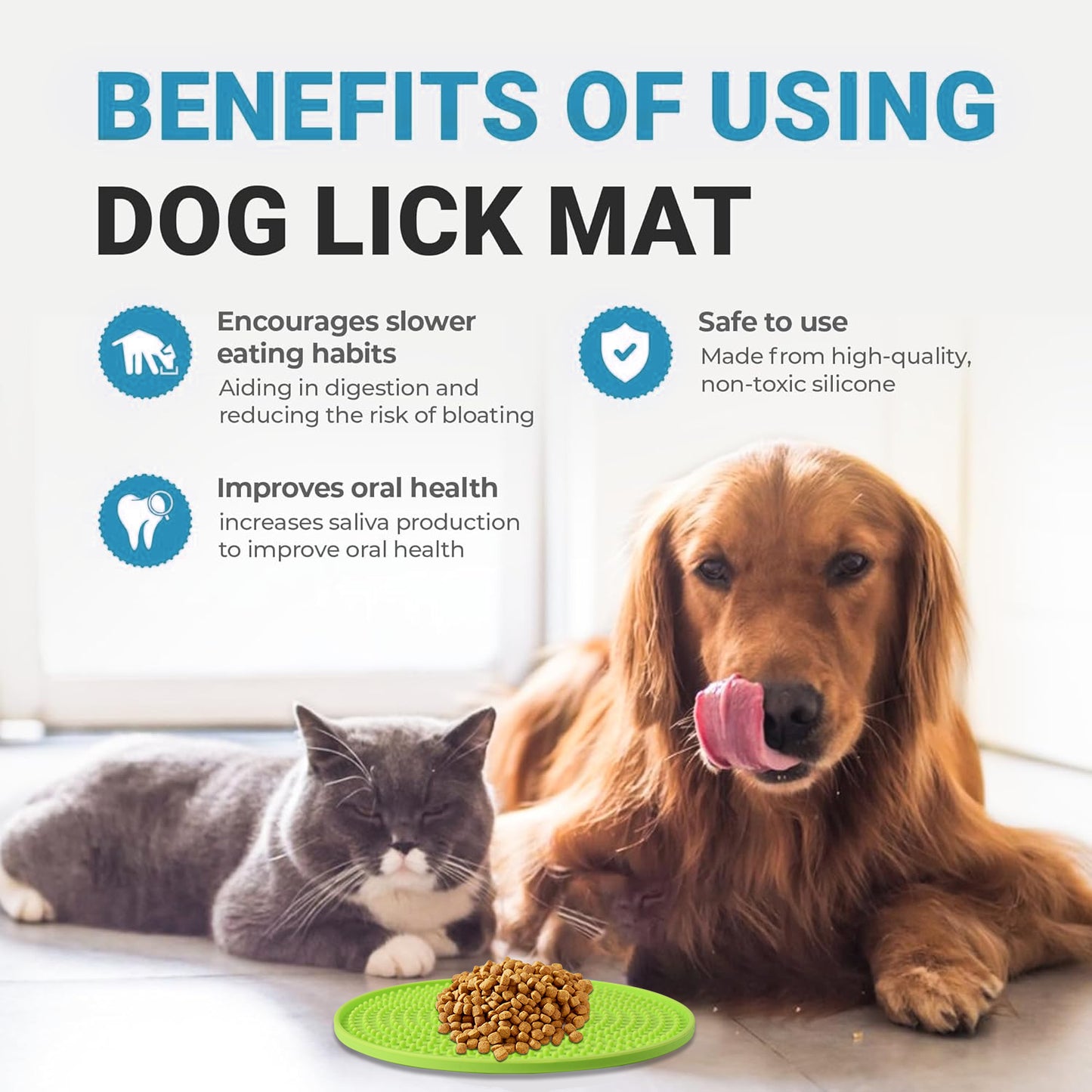 Goopaws 3-Pack Calming Licking Mat for Dogs & Cats | Strong Suction Slow Feeder | Anxiety Relief & Boredom Buster (BPA-Free Silicone)