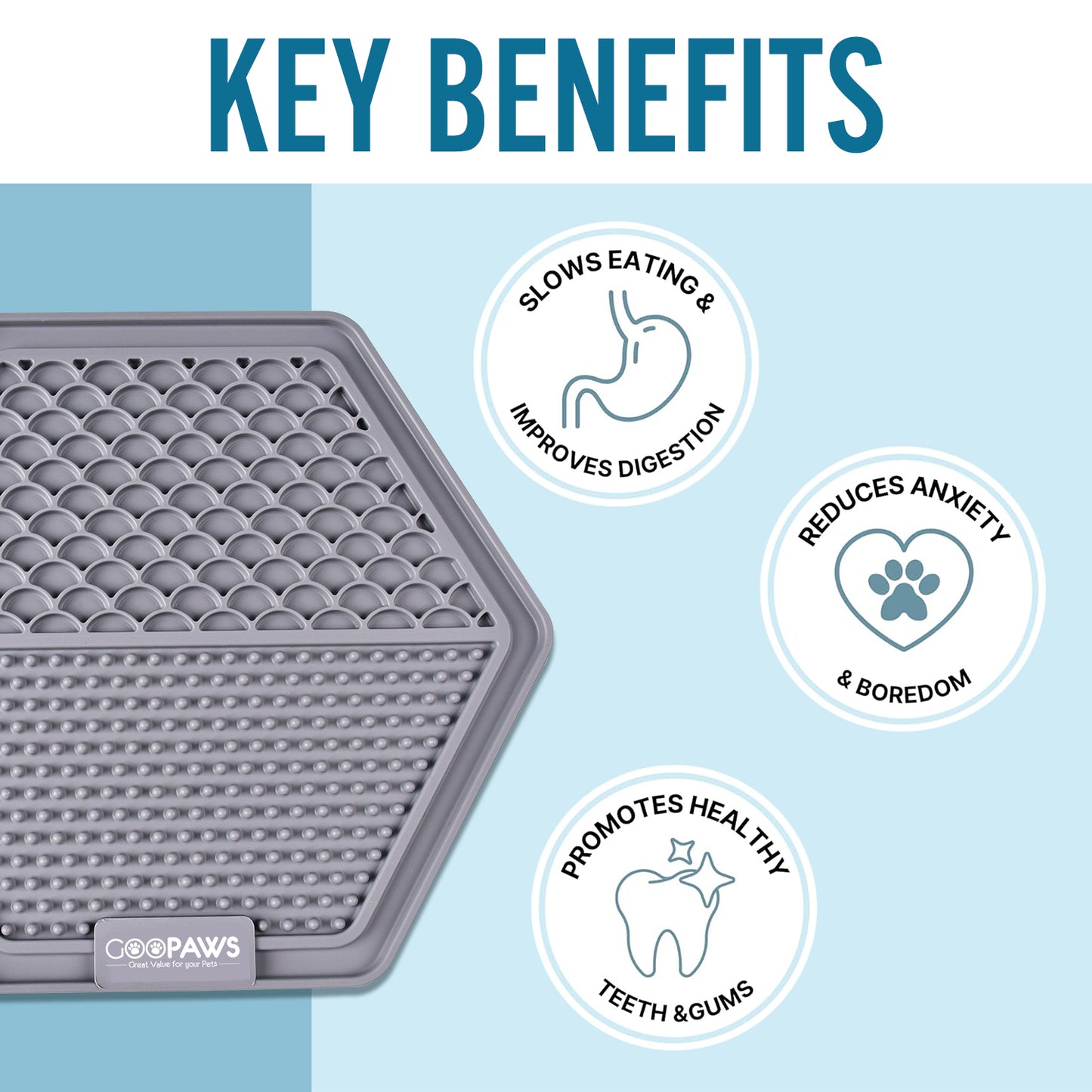 Goopaws 3-Pack Calming Licking Mat for Dogs & Cats | Strong Suction Slow Feeder | Anxiety Relief & Boredom Buster (BPA-Free Silicone)