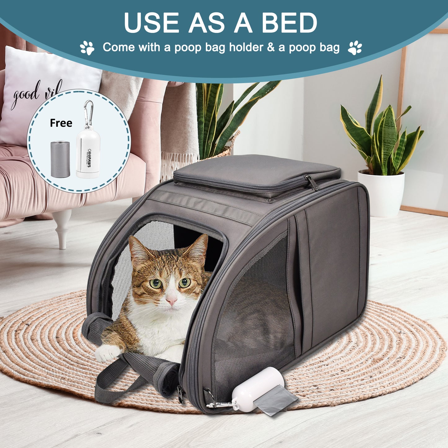 GooPaws Adventure Pet Carrier Backpack – Expandable, Breathable Mesh & Collapsible for Dogs & Cats (Up to 25 lbs) – Ideal for Hiking, Camping & Travel