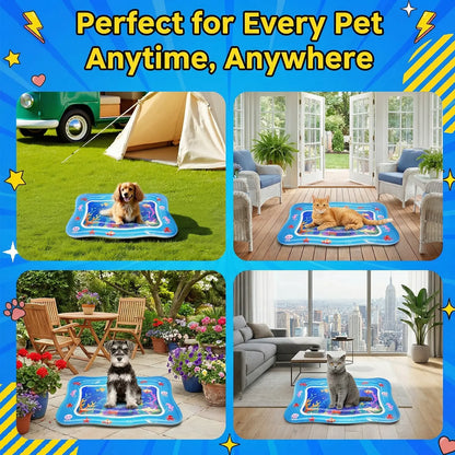 Catpick Cat Water Play Mat—Water Bed with Floating Fish, Foldable Water Play Mat, 0.7mm Thickened PVC, 17 x 25 inches