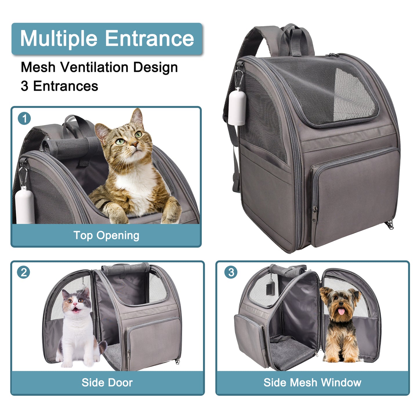 GooPaws Adventure Pet Carrier Backpack – Expandable, Breathable Mesh & Collapsible for Dogs & Cats (Up to 25 lbs) – Ideal for Hiking, Camping & Travel