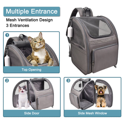 GooPaws Adventure Pet Carrier Backpack – Expandable, Breathable Mesh & Collapsible for Dogs & Cats (Up to 25 lbs) – Ideal for Hiking, Camping & Travel