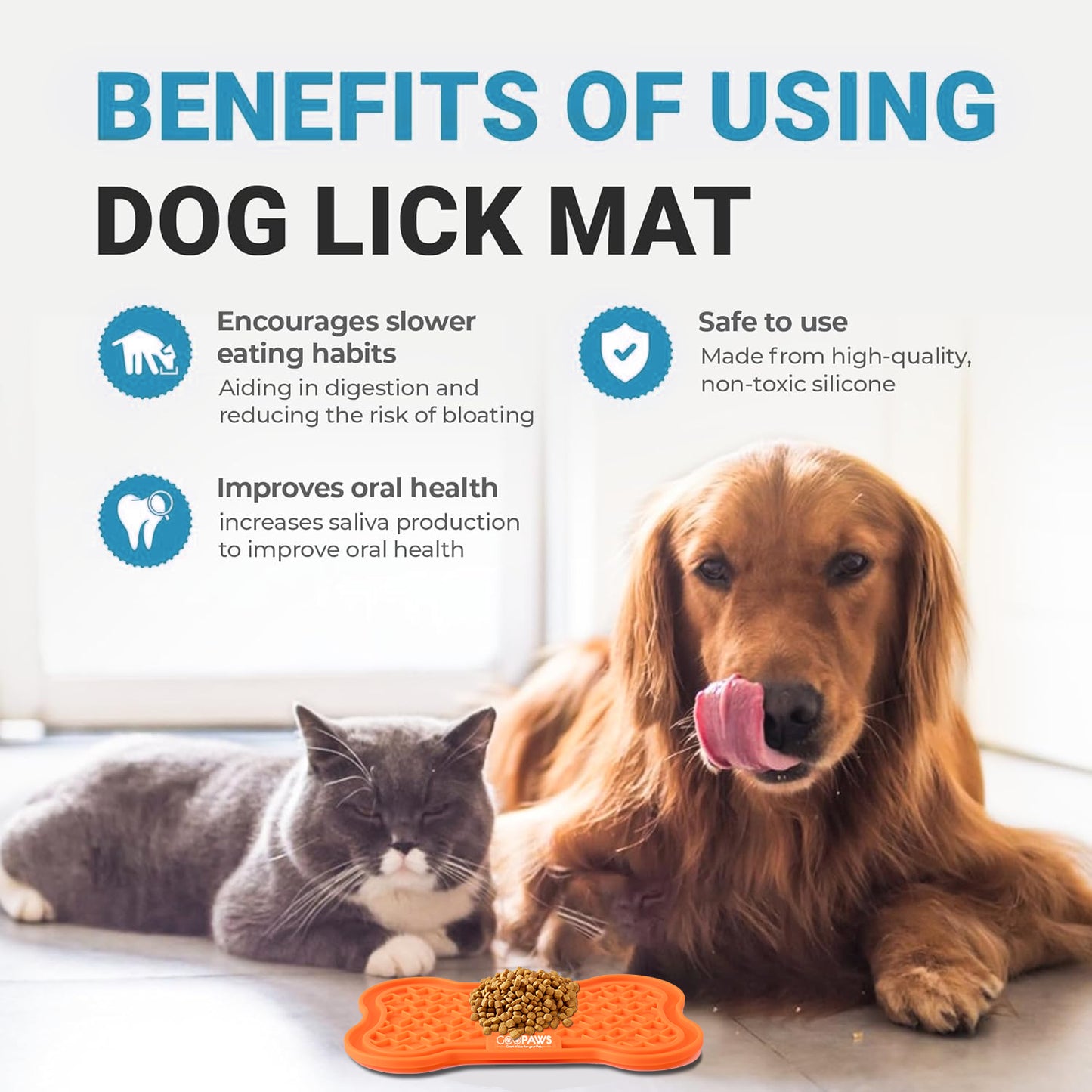Goopaws Calming Lick Mat (2-Pack) - Anxiety Relief & Boredom Buster for Dogs | Slow Feeder Treat Mat with Suction Cups