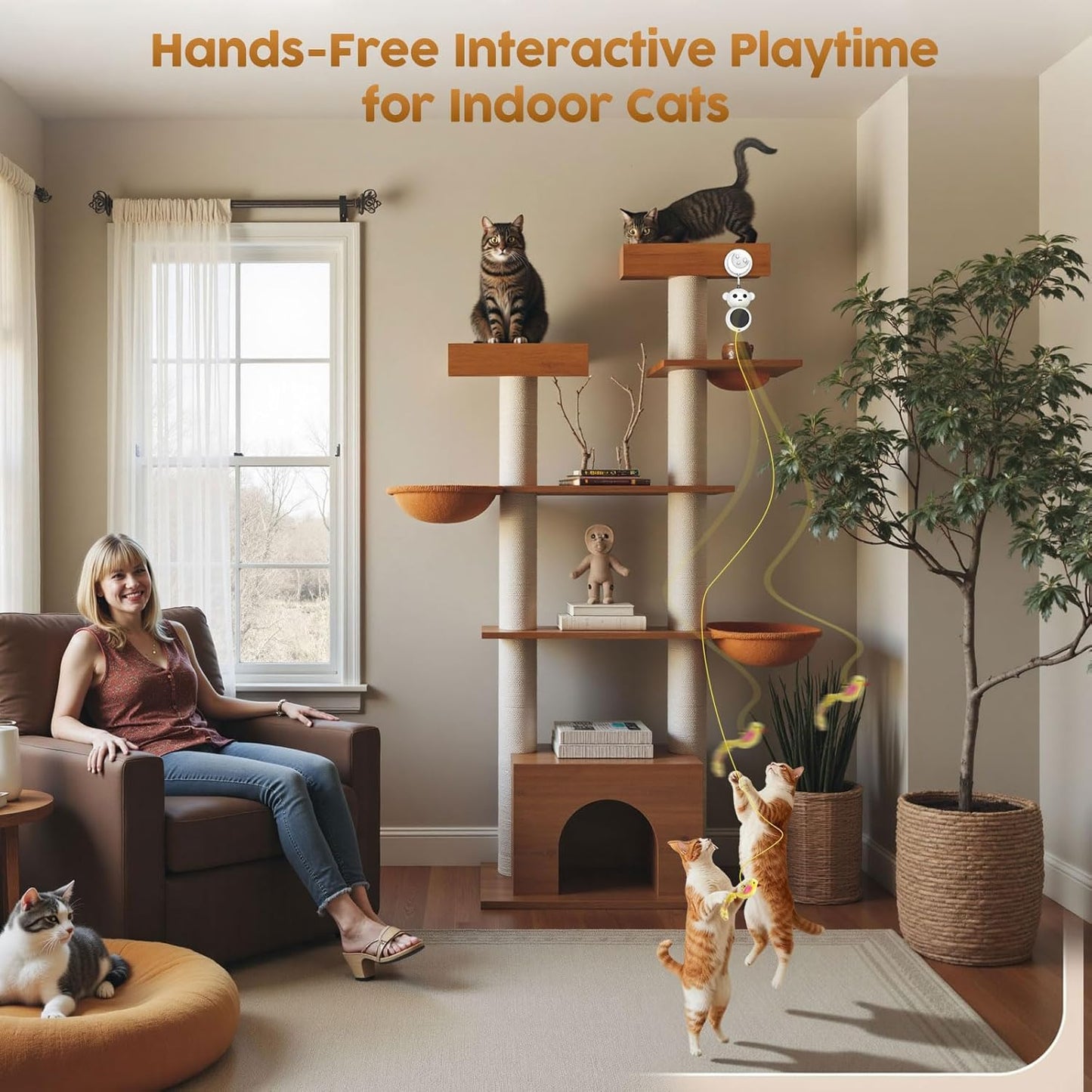 The Ultimate Boredom Buster: Automatic 2-in-1 Laser & Wand Cat Toy