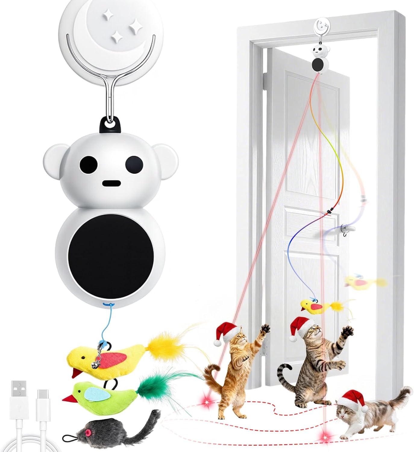 The Ultimate Boredom Buster: Automatic 2-in-1 Laser & Wand Cat Toy
