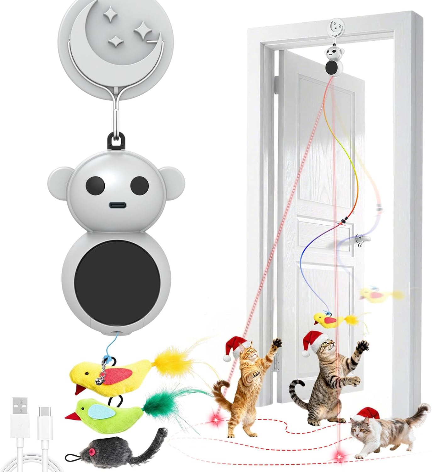 The Ultimate Boredom Buster: Automatic 2-in-1 Laser & Wand Cat Toy