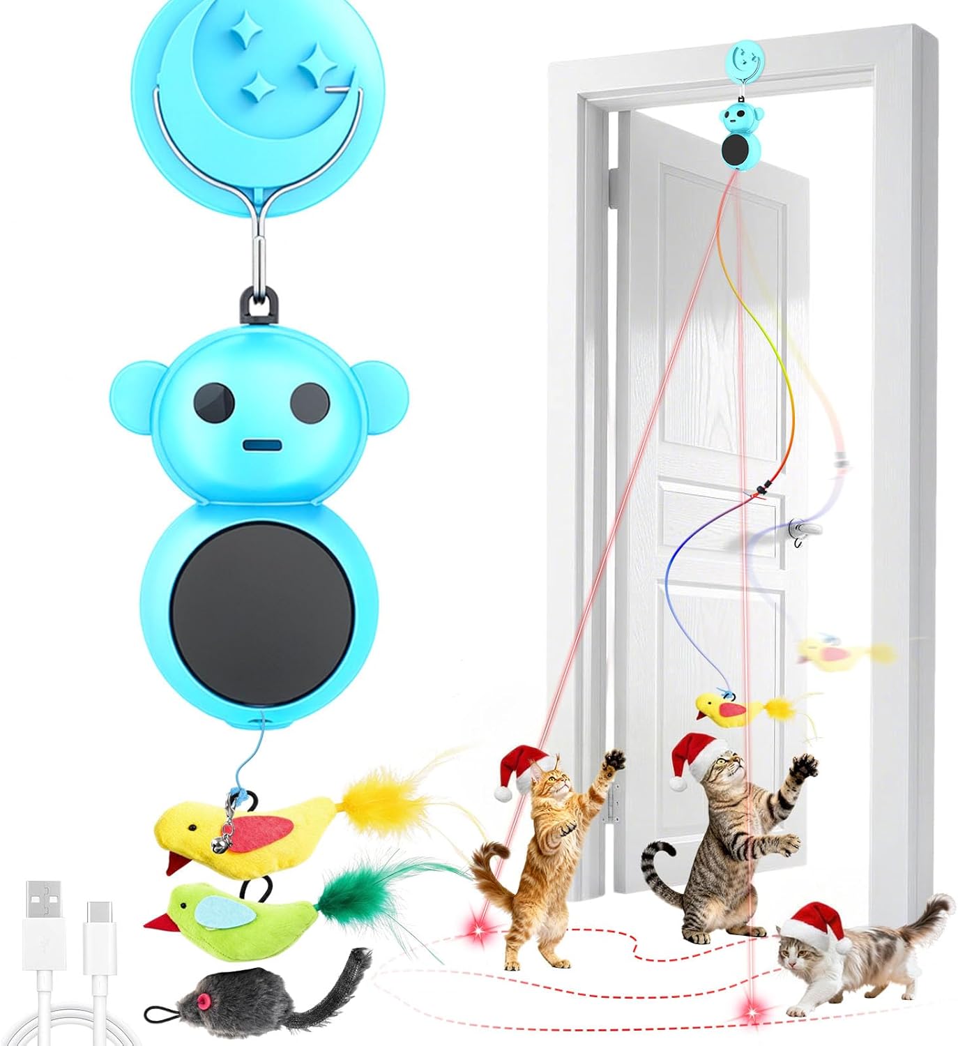 The Ultimate Boredom Buster: Automatic 2-in-1 Laser & Wand Cat Toy