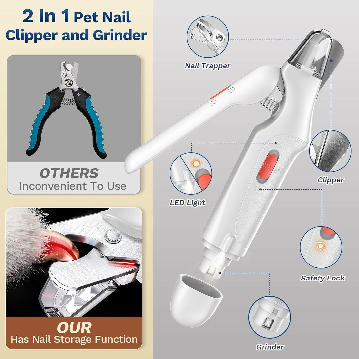 2 in 1 Cat Nail Clippers Trimmers
