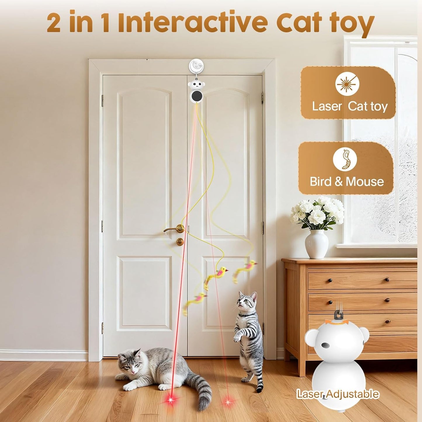 The Ultimate Boredom Buster: Automatic 2-in-1 Laser & Wand Cat Toy