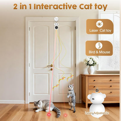 The Ultimate Boredom Buster: Automatic 2-in-1 Laser & Wand Cat Toy