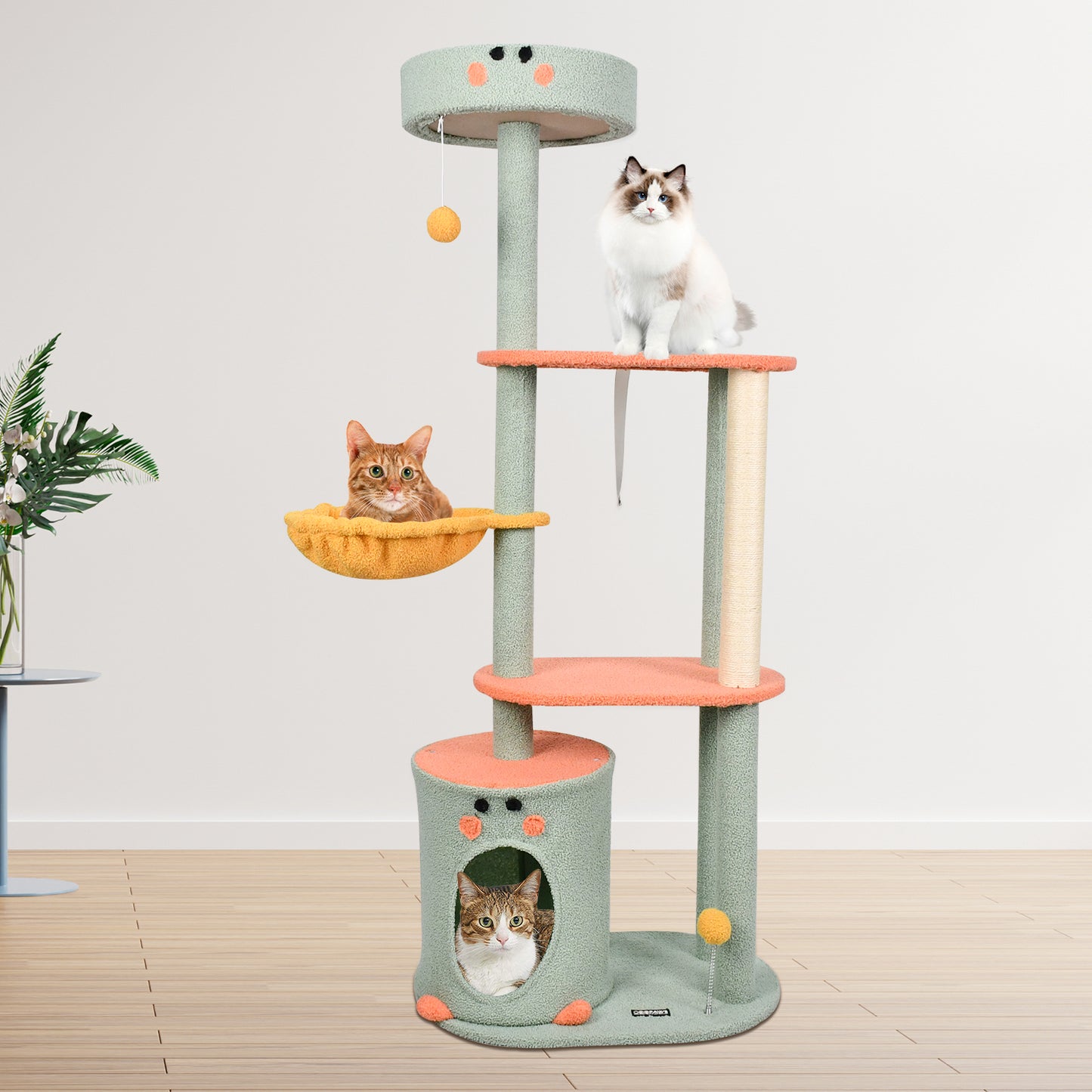 34" Sage Green Cat Tree Tower with Condo & Plush Perch | Nature-Inspired Cat Furniture for Indoor Cats - Catpick