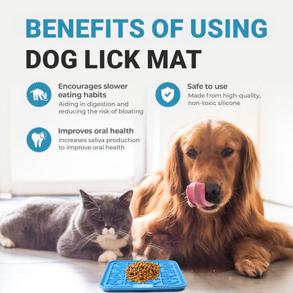 GOOPAWS Dog Licking Mat 3-Pack with Suction Cups - Slow Feeder & Anxiety Relief Pad for Grooming, Bathing & Training (Orange/Gray/Blue)